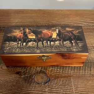 Cedar box with horse scene